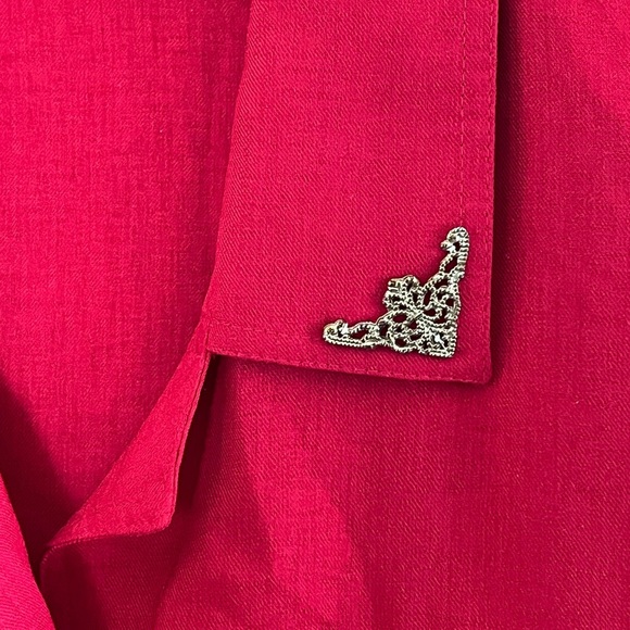 Notations | Vintage polyester red short sleeve button front blouse size … - Picture 5 of 9